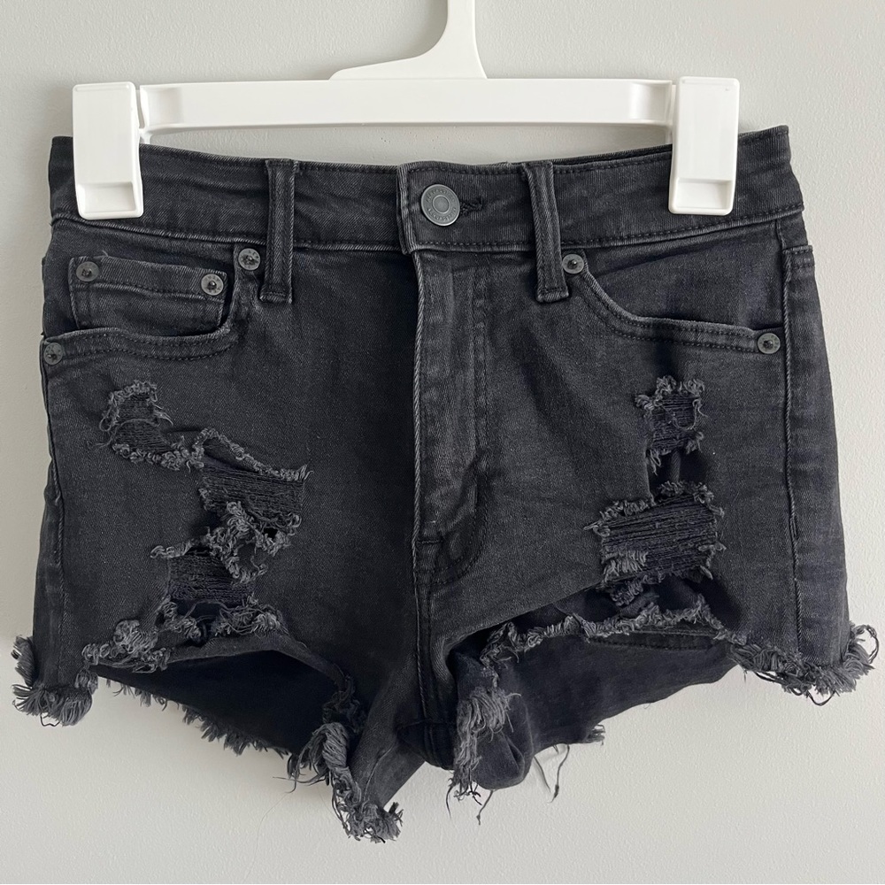 Aeropostale black high rise shorty jean shorts size 2